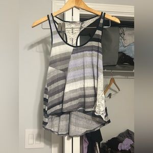 Crystal K lace stripped cropped tank top